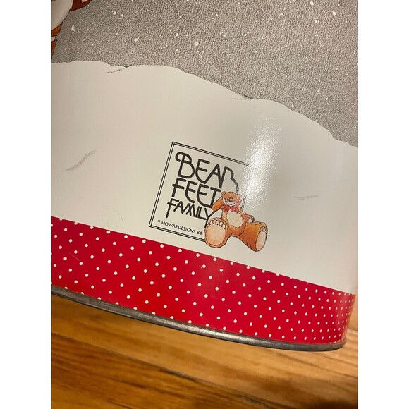 Bertels Can Co Wilkes Barre PA Christmas Bear Popcorn Tin Canister Large Vtg - Picture 4 of 11